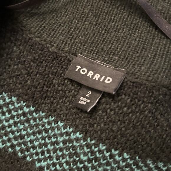 Torrid Women's Striped Collared Coatigan Sweater Size 2 Cozy Statement - Picture 8 of 9